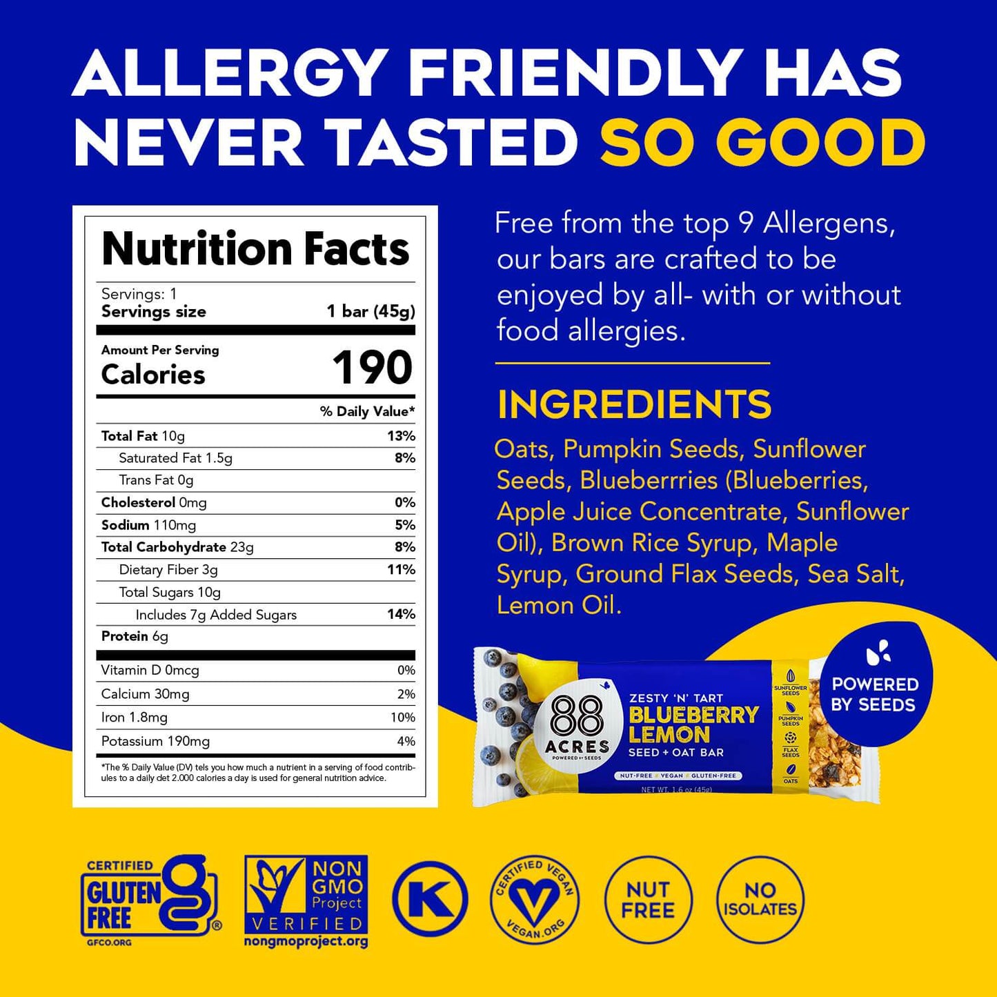 Blueberry Lemon Seed + Oat Bar