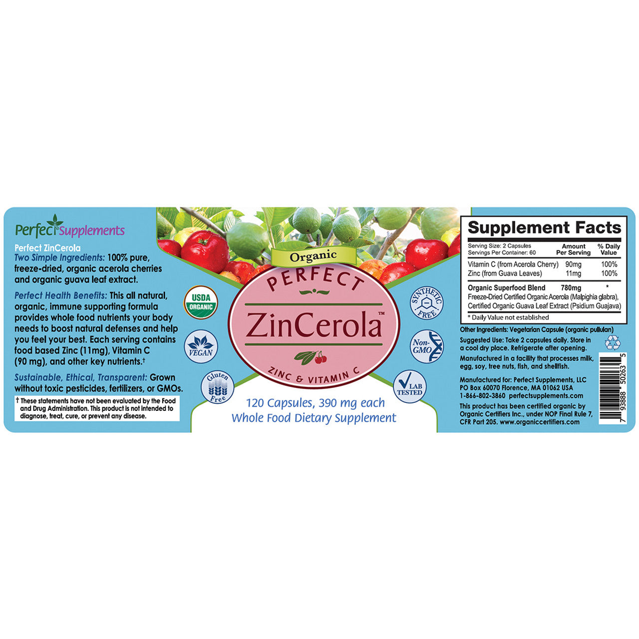 ZinCerola - Zinc & Vitamin C Superfood - 120 Capsules
