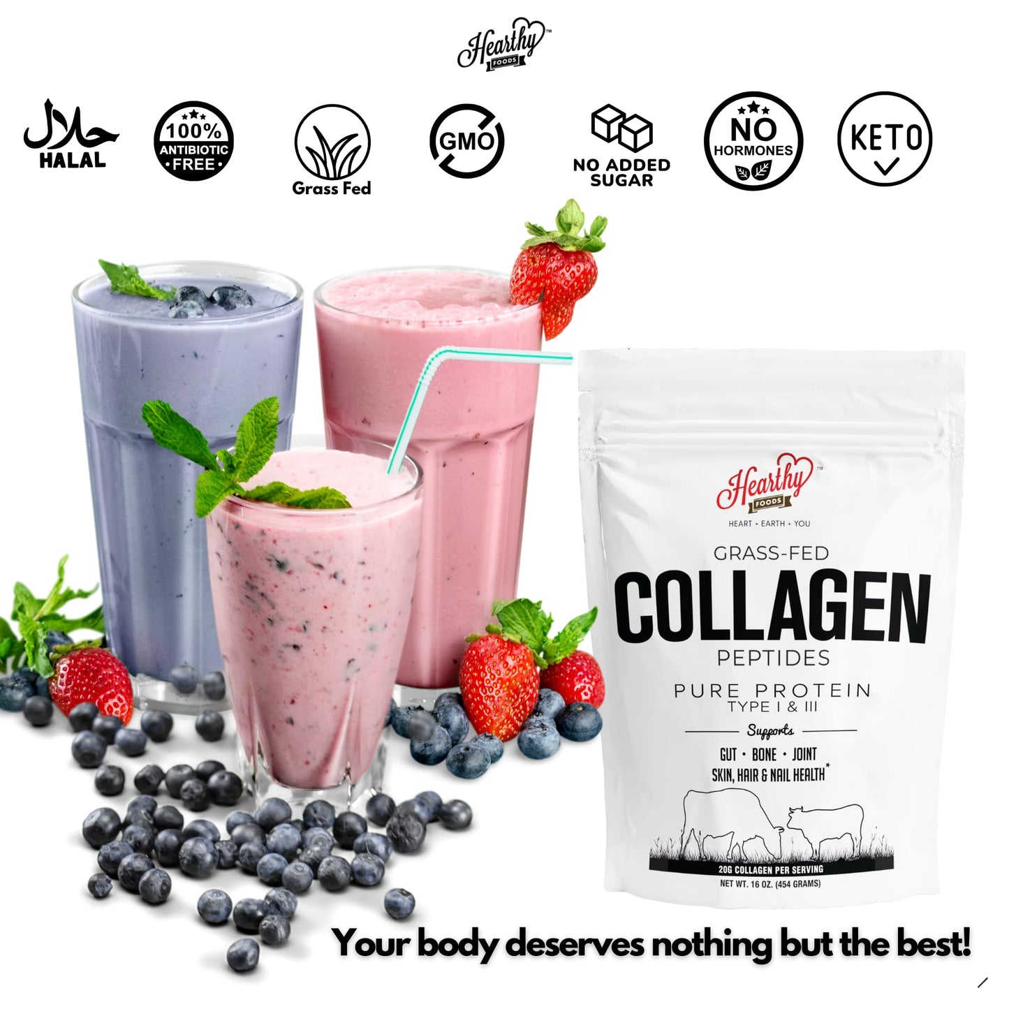 Collagen Peptides - Grass-Fed Type I and III Unflavored