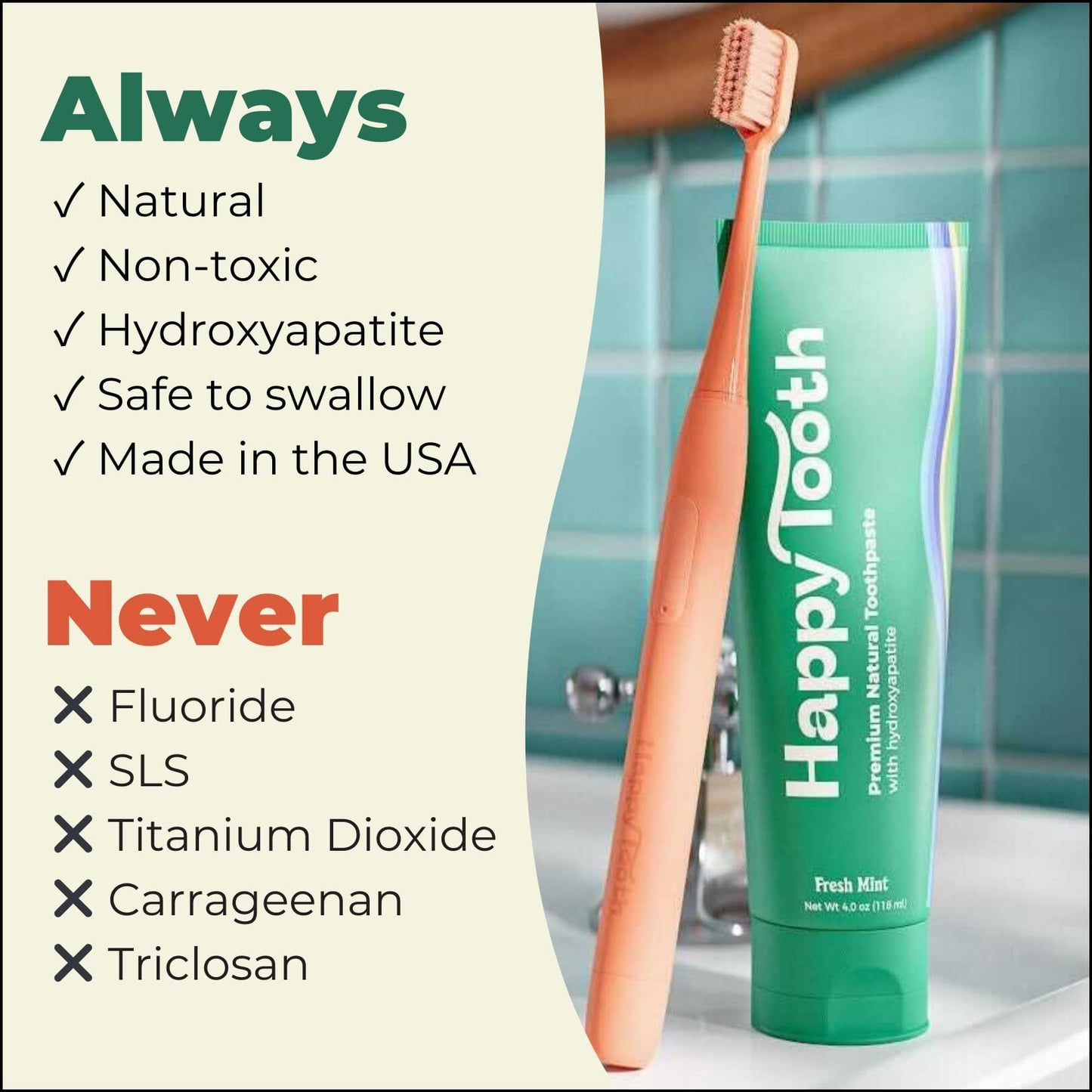 Natural Hydroxyapatite Toothpaste - Fresh Mint