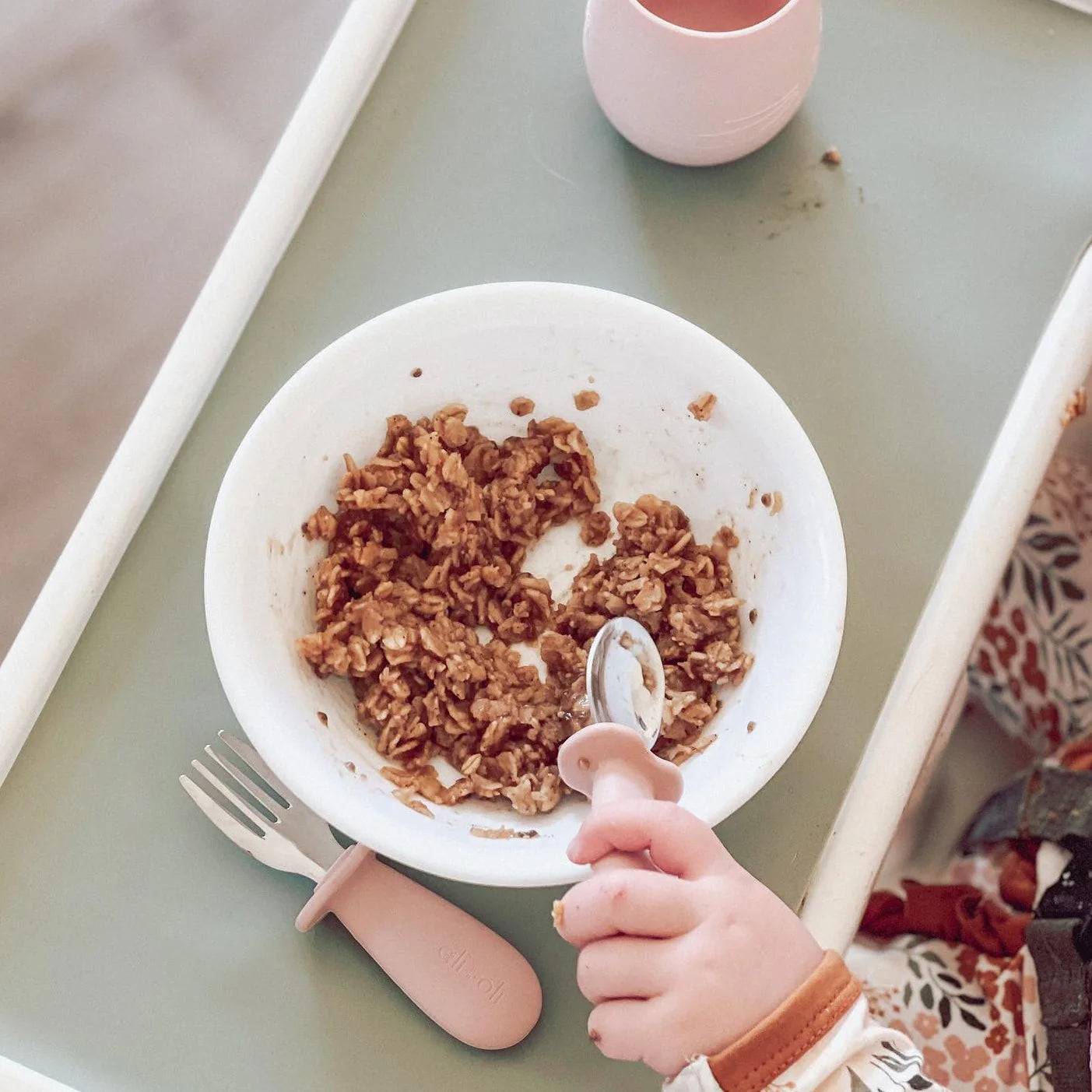Spoon & Fork Learning Set for Toddlers - Powder Pink 6m+