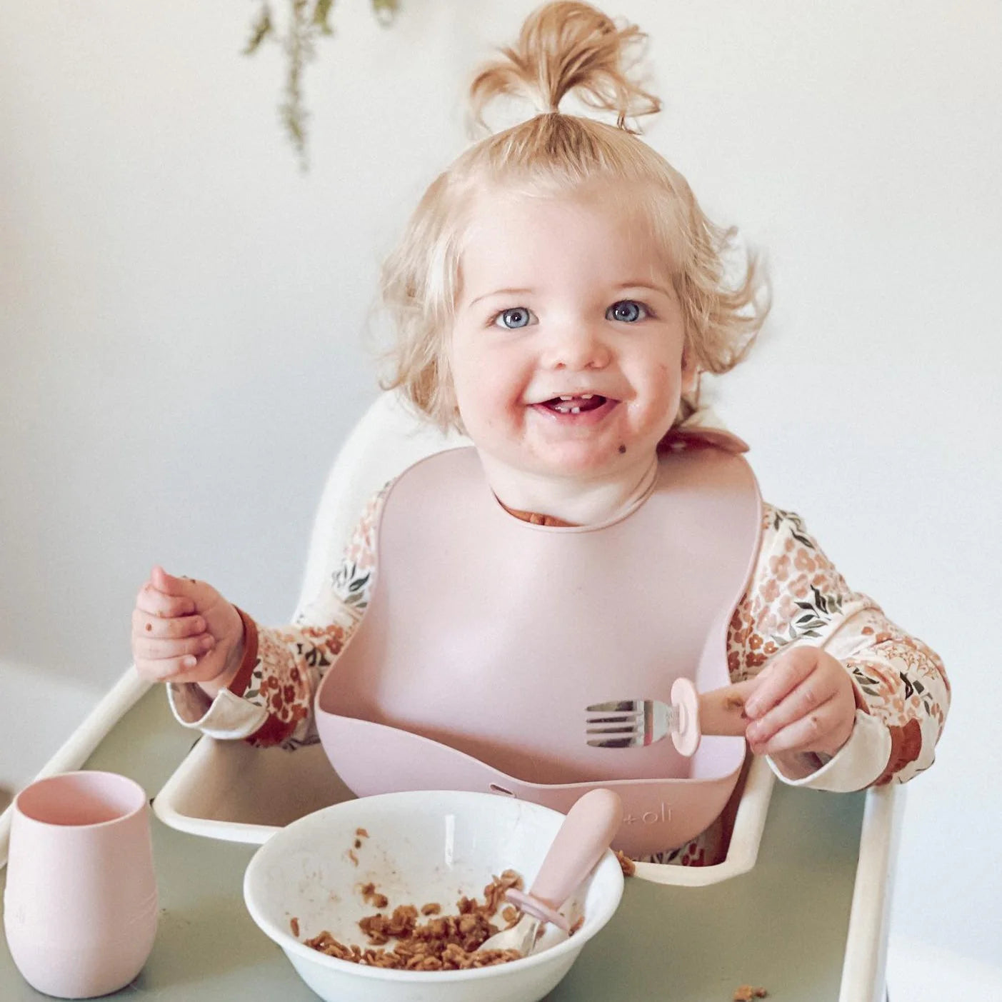 Spoon & Fork Learning Set for Toddlers - Powder Pink 6m+