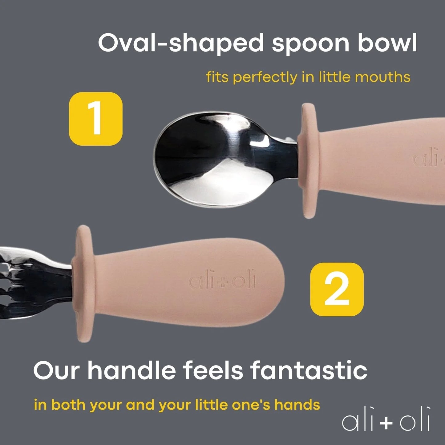 Spoon & Fork Learning Set for Toddlers - Powder Pink 6m+