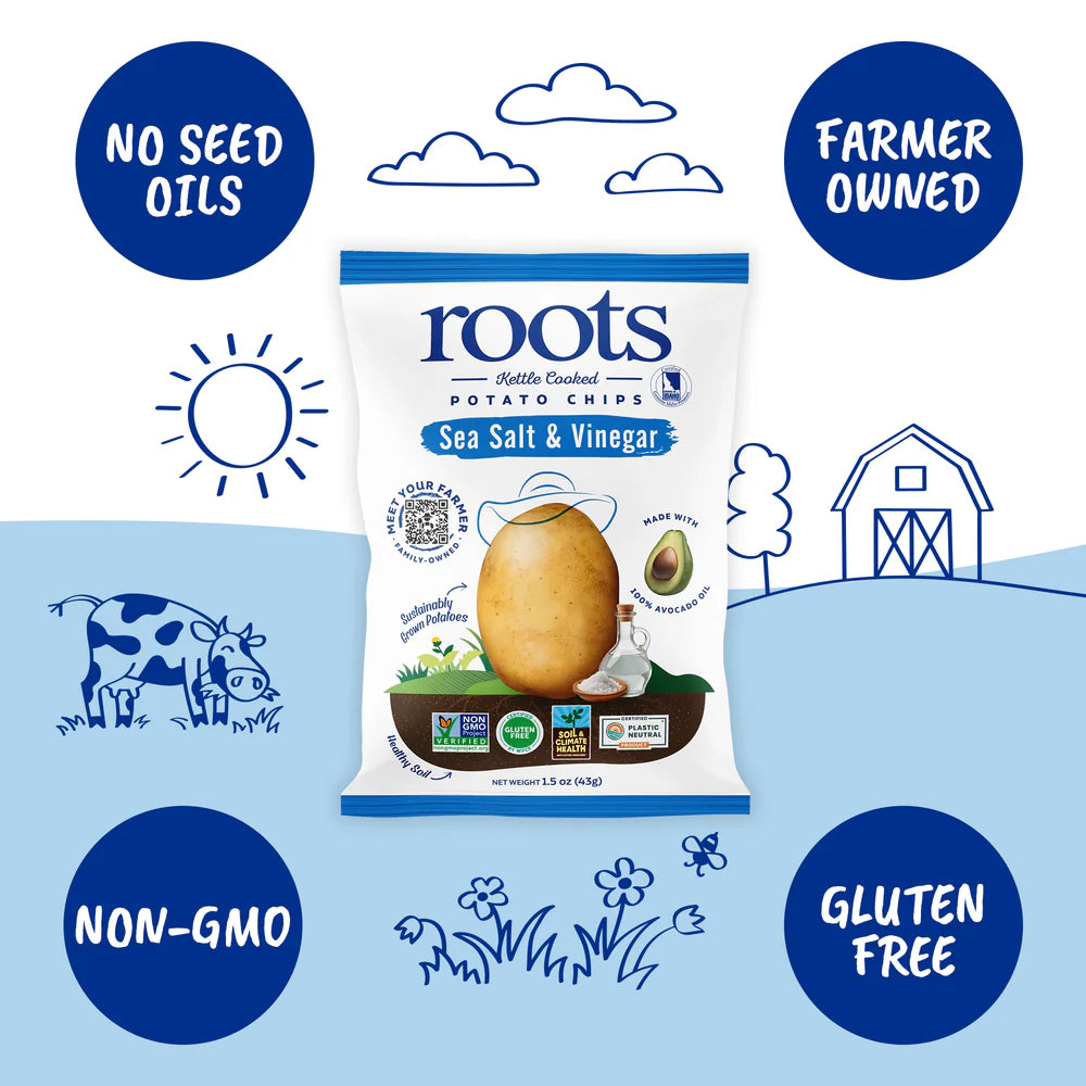 Sea Salt & Vinegar Kettle Cooked Potato Chips – Tangy Bold Flavor - Avocado Oil