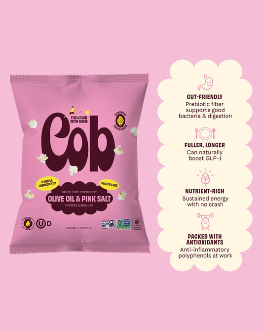 Cob Popped Sorghum - Olive Oil Pink Salt