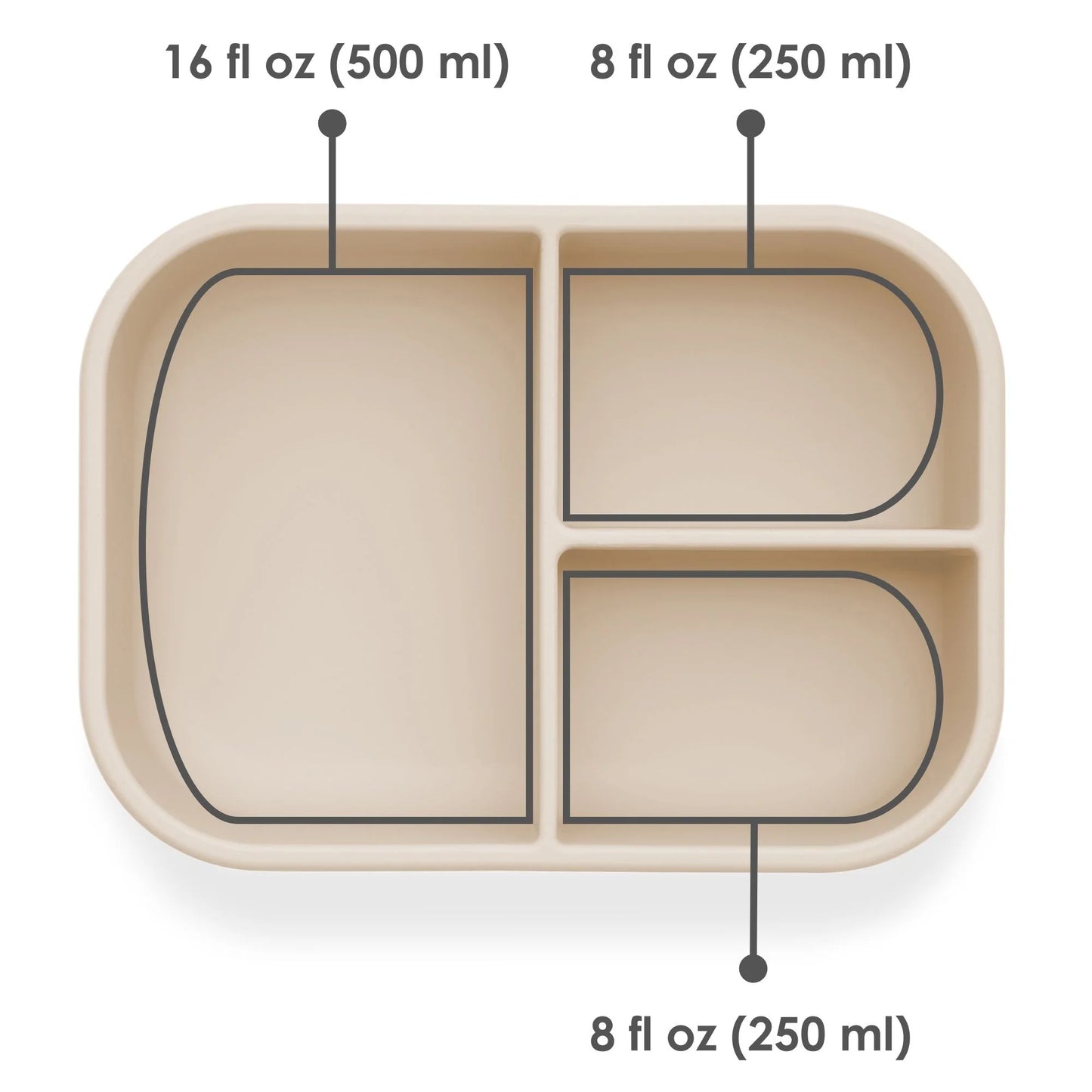 Reusable Silicone Bento Box - 3 Compartments - Leakproof - Coco
