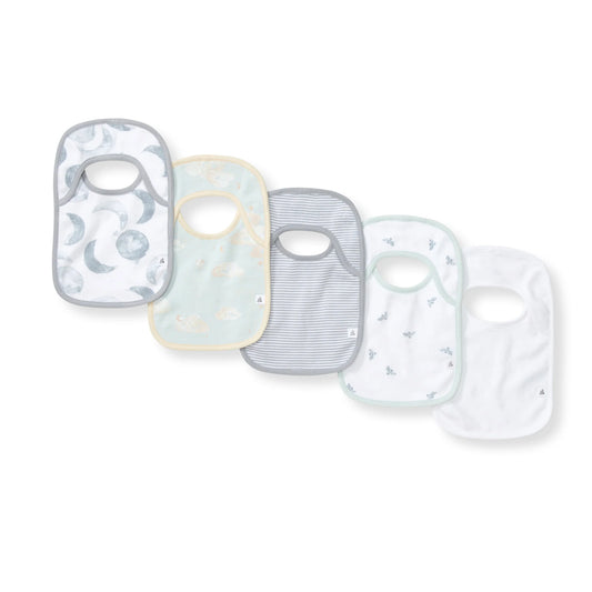 Hello Moon Organic Cotton Baby Bibs - 5 pack