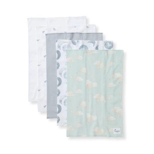 Hello Moon Oraganic Cotton Burp Cloths - 5 pack