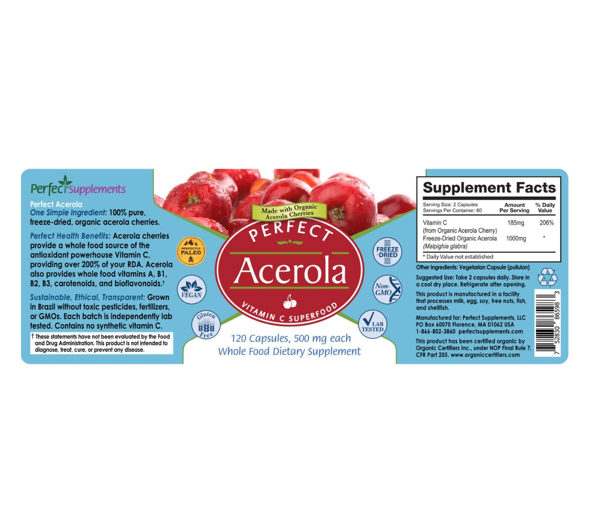 Acerola - Vitamin C Superfood - 120 Capsules