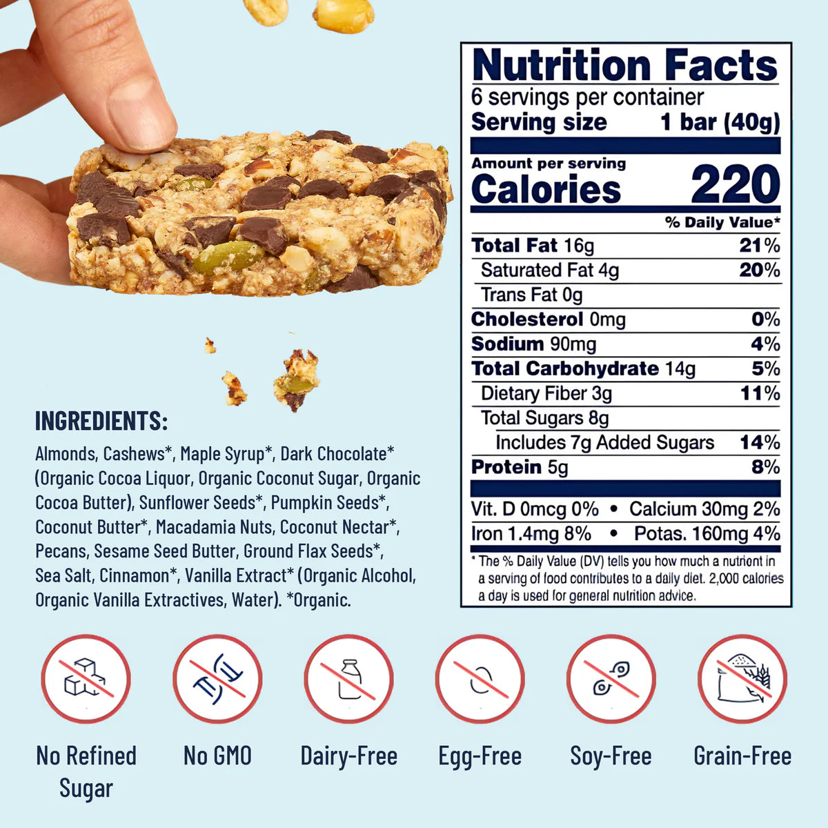 Dark Chocolate Chip Snack Bar