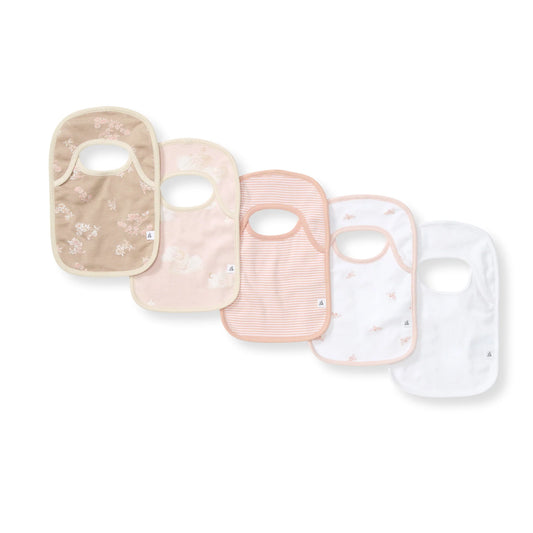 Whimsical Floral Organic Cotton Baby Bibs - 5 pack