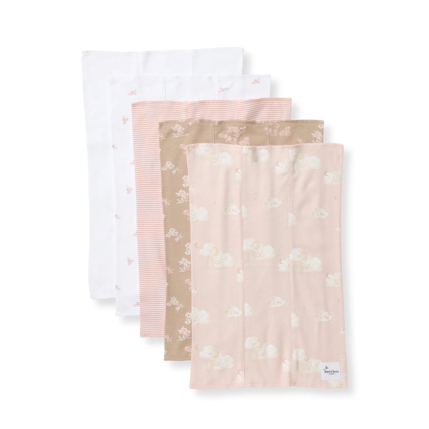 Whimsical Floral Oraganic Cotton Burp Cloths - 5 pack