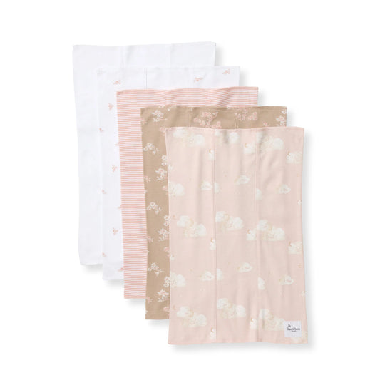 Whimsical Floral Oraganic Cotton Burp Cloths - 5 pack