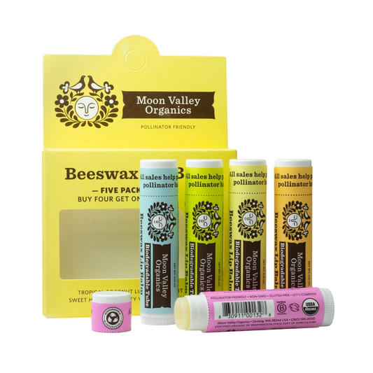 Organic Beeswax Lip Balm 5-Pack