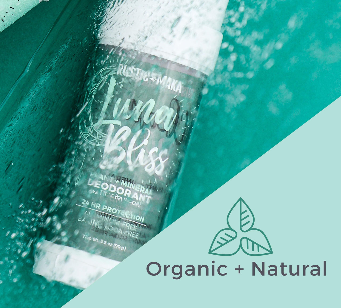 Luna Bliss Natural Deodorant, Magnesium + Charcoal - Baking-Soda Free