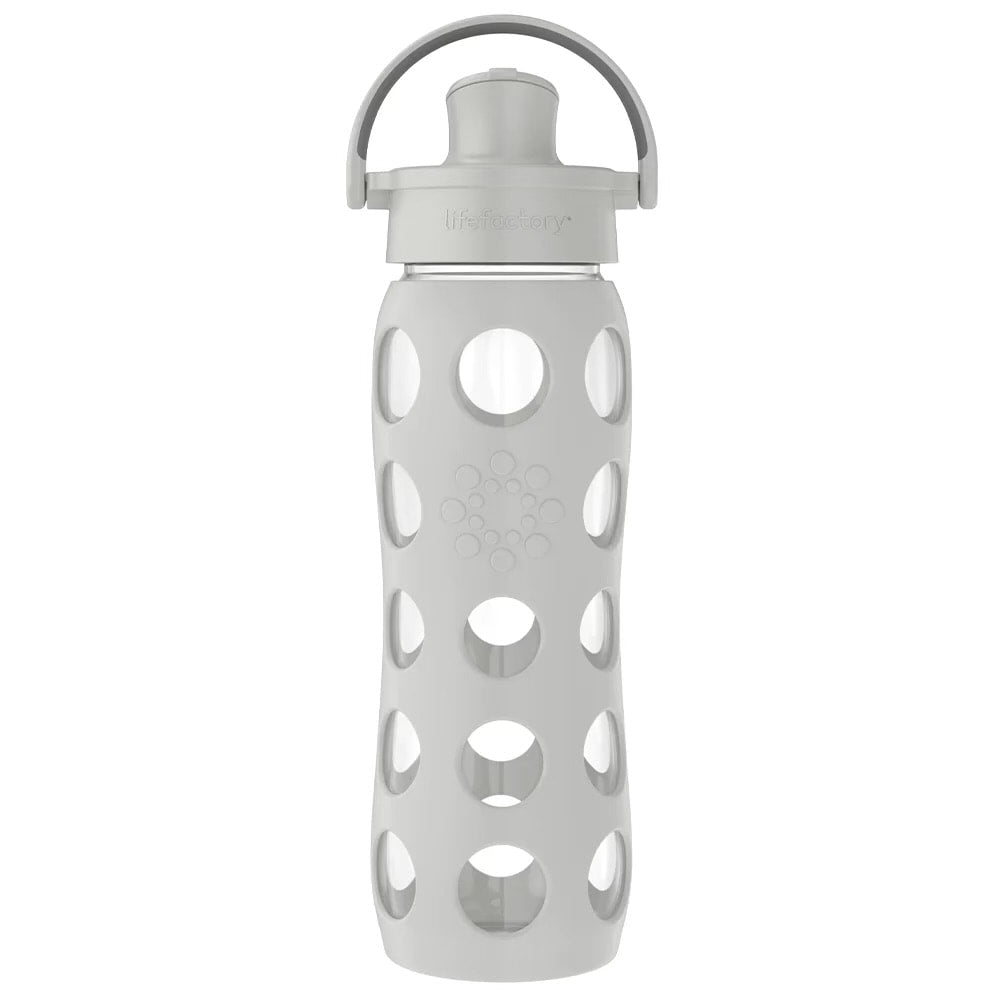 22 oz. Glass Water Bottle with Silicone Sleeve and Active Cap - Stone Grey