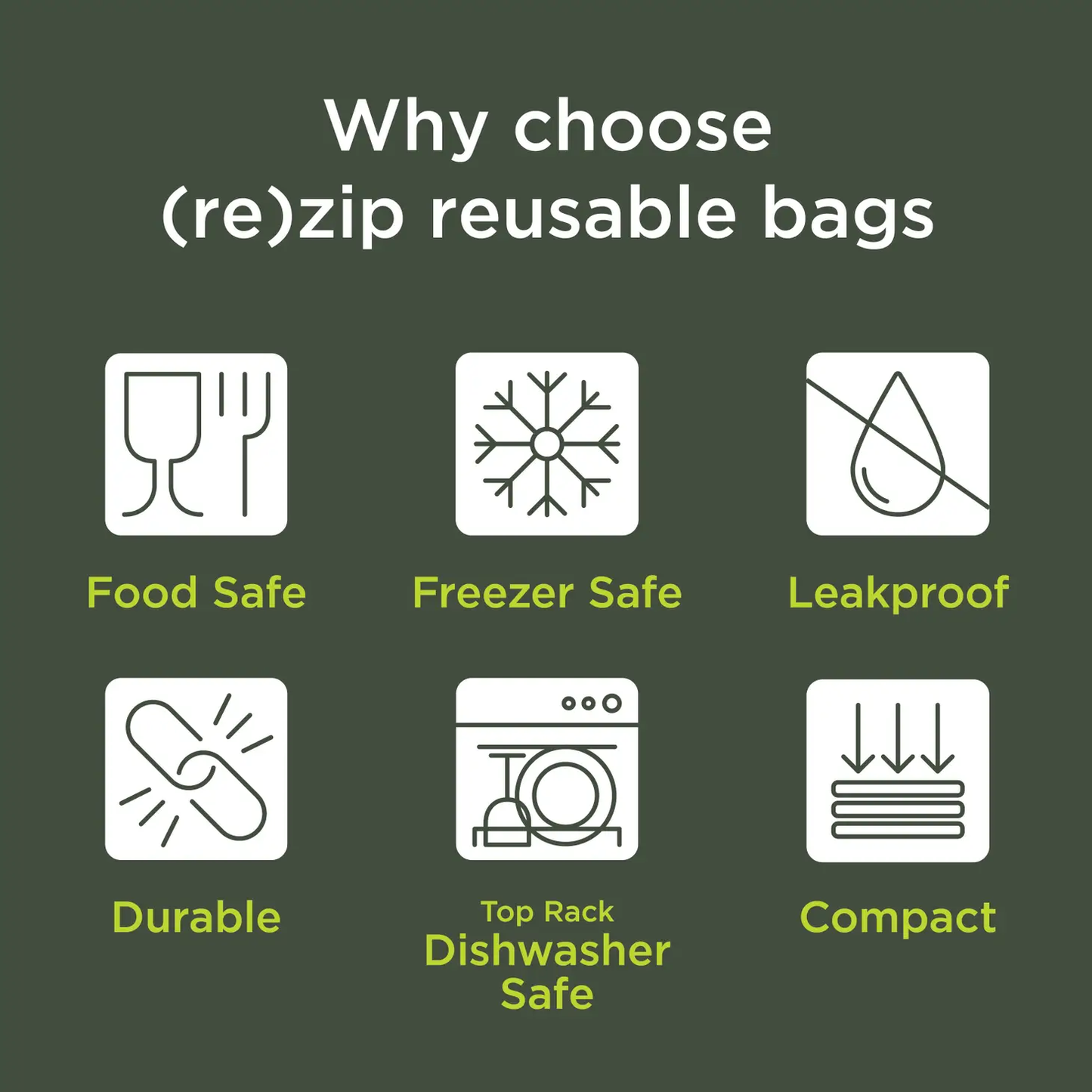 (Re)Zip Flat Lunch Leakproof Reusable Storage Bag 5-pack