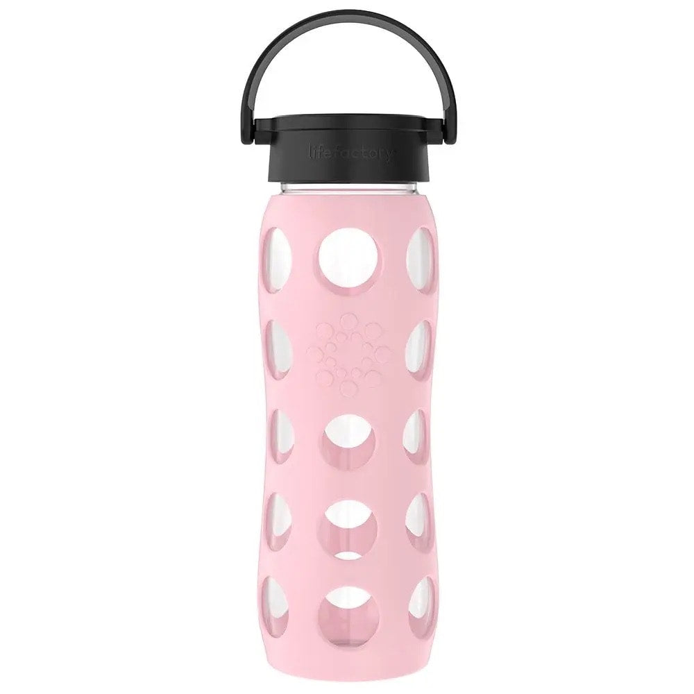 22 oz. Glass Water Bottle with Silicone Sleeve & Classic Cap - Desert Rose